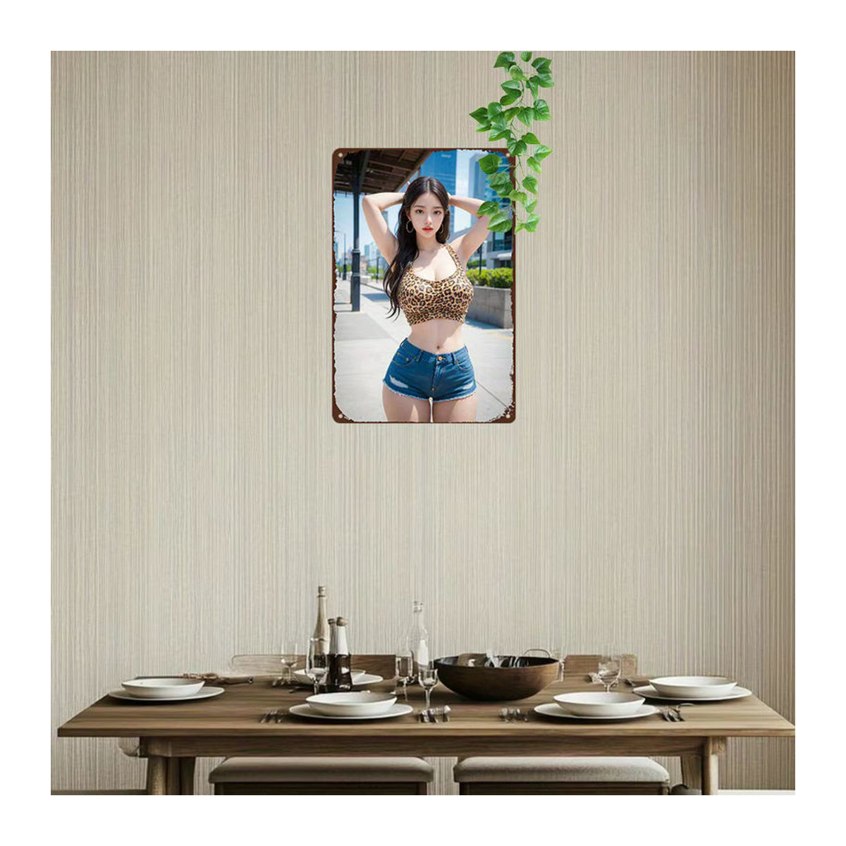 CIFBUY Vintage Anime Girl Metallschild mehrfarbig B/H: 30 x 20 cm - Bild 4