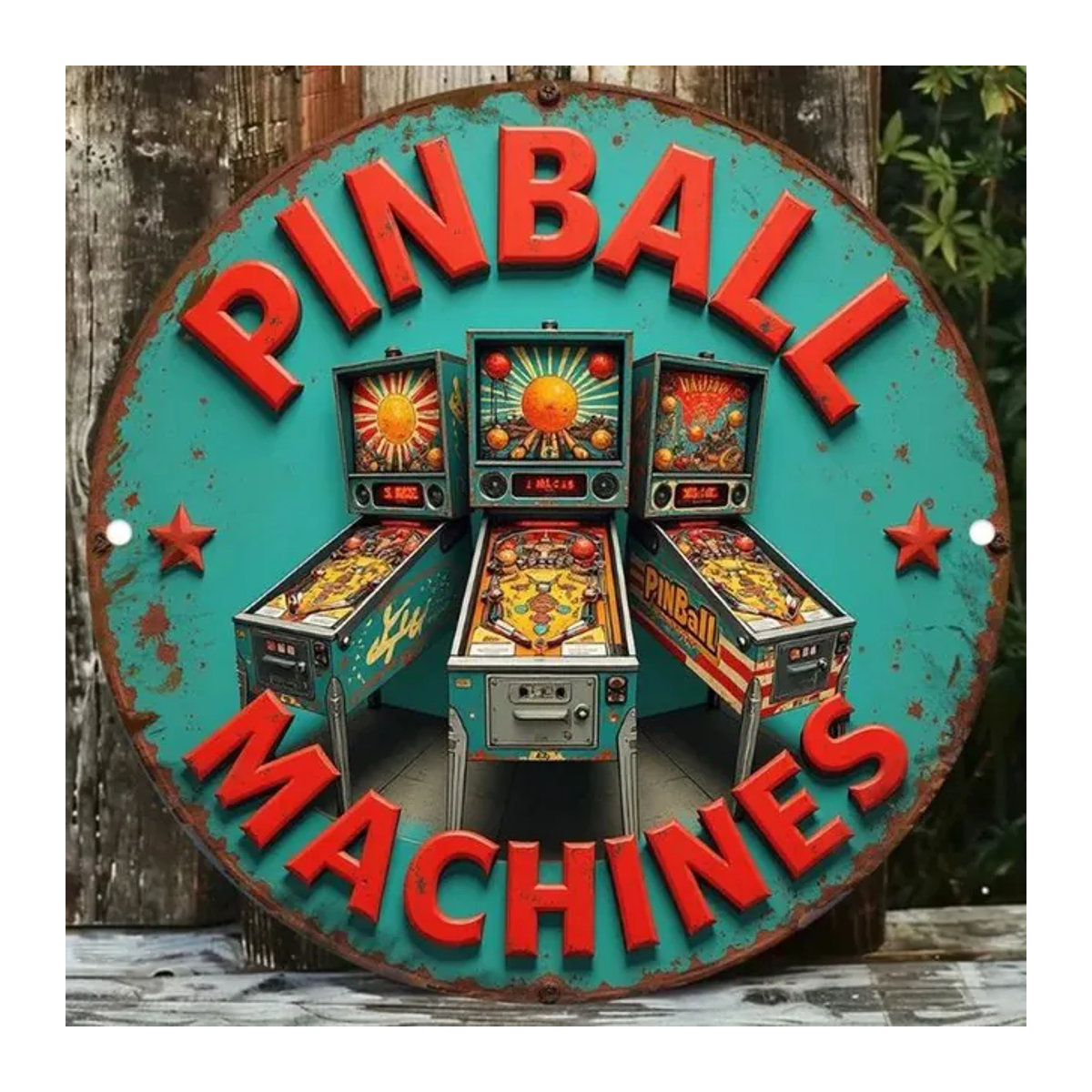 CIFBUY Vintage Arcade Pinball Metallschild, rundes Wandkunst-Dekor in Mehrfarbig, B/H: 20 x 20 cm - Bild 1