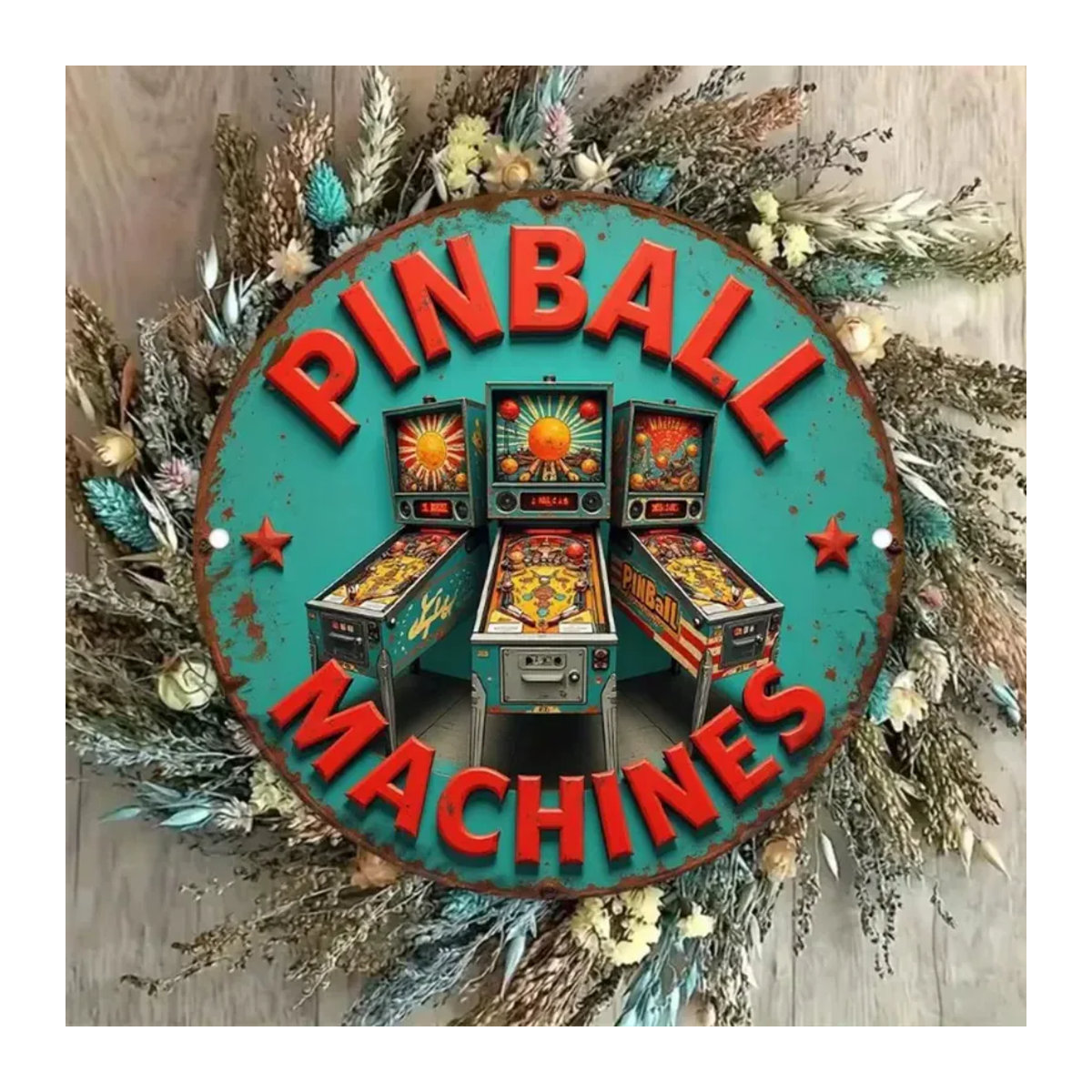 CIFBUY Vintage Arcade Pinball Metallschild, rundes Wandkunst-Dekor in Mehrfarbig, B/H: 20 x 20 cm - Bild 3