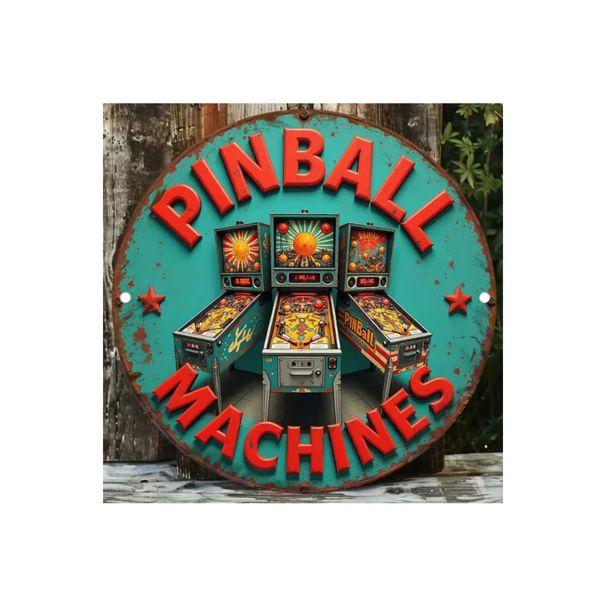 CIFBUY Vintage Arcade Pinball Metallschild, rundes Wandkunst-Dekor in Mehrfarbig, B/H: 20 x 20 cm - Bild 5
