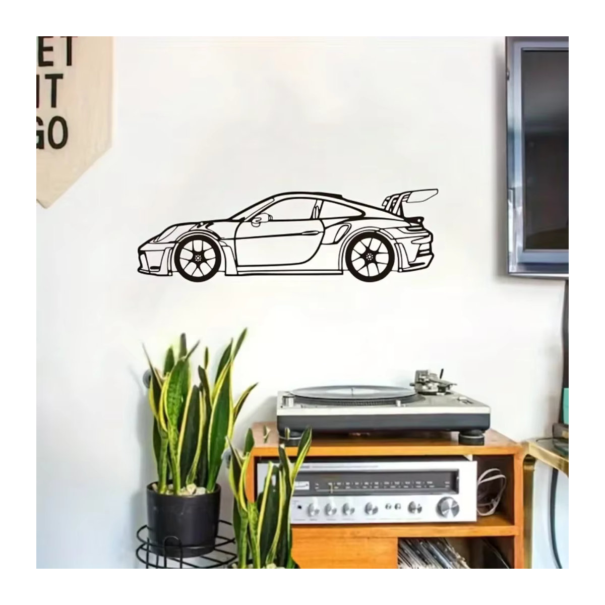 CIFBUY Vintage-Auto-Wandkunst aus Metall in Schwarz als Wandskulptur für dein Innendekor - Bild 2