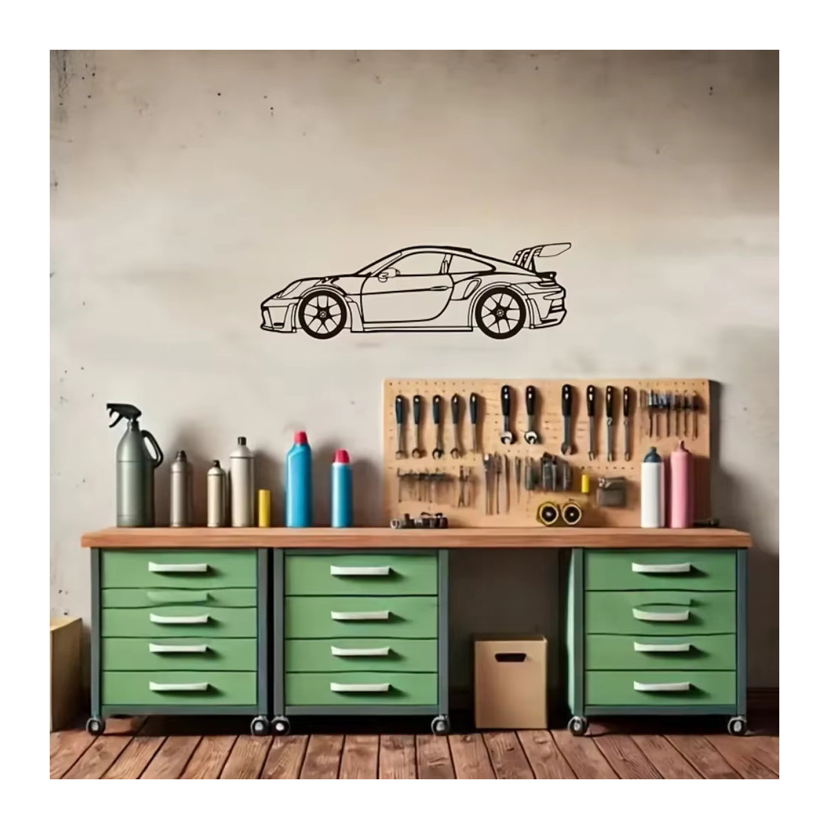 CIFBUY Vintage-Auto-Wandkunst aus Metall in Schwarz als Wandskulptur für dein Innendekor - Bild 3