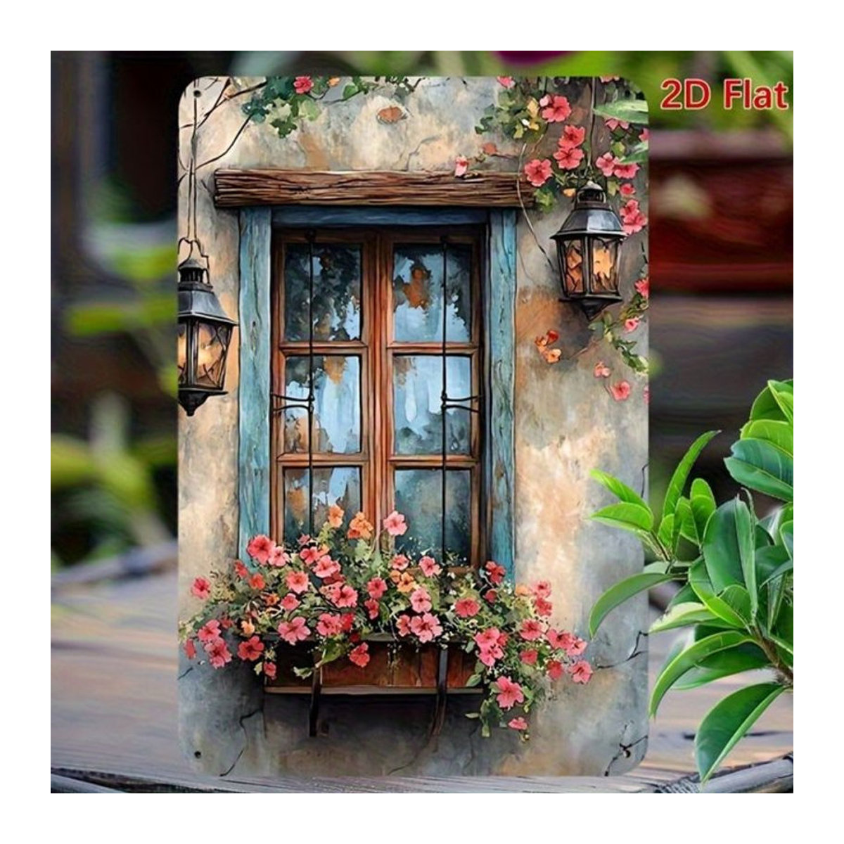 CIFBUY Vintage Bauernhaus Wanddekoration aus Metall mit floralem Blumenmuster in Mehrfarbig, rechteckiges Wandschild für Innen und Außen - Bild 1