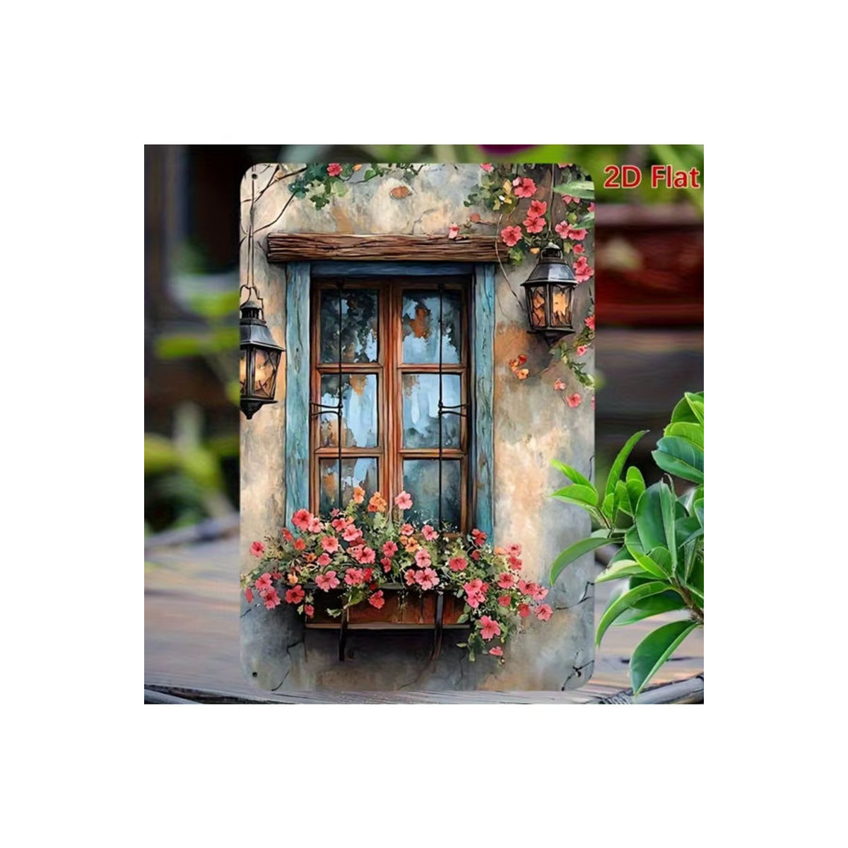 CIFBUY Vintage Bauernhaus Wanddekoration aus Metall mit floralem Blumenmuster in Mehrfarbig, rechteckiges Wandschild für Innen und Außen - Bild 7