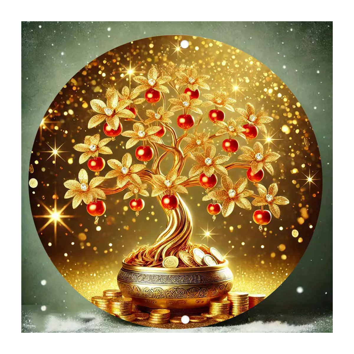 CIFBUY Vintage Goldener Glücksbaum Wandkunst aus Metall mit Blättern und Blumen in Gold - Bild 2