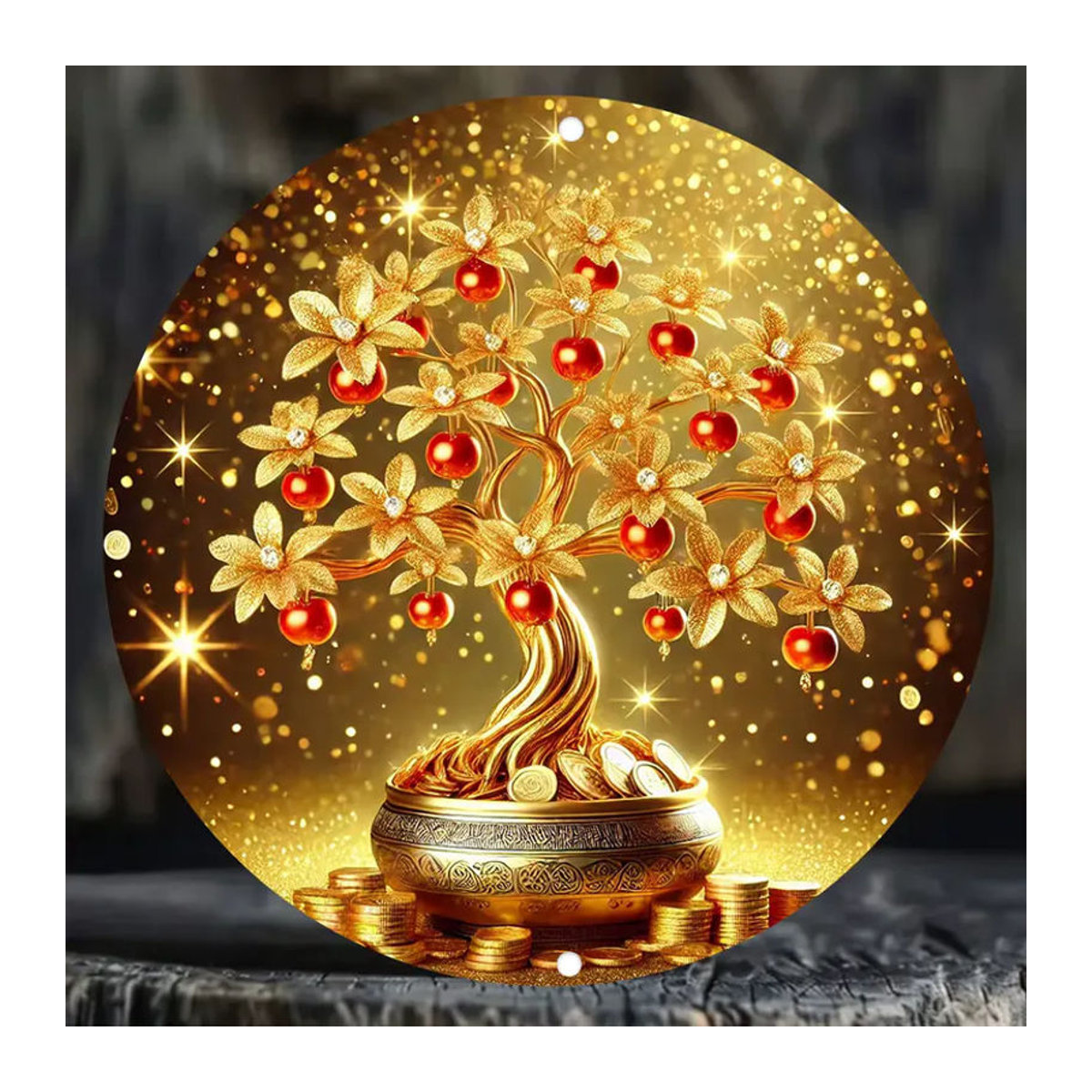 CIFBUY Vintage Goldener Glücksbaum Wandkunst aus Metall mit Blättern und Blumen in Gold - Bild 3