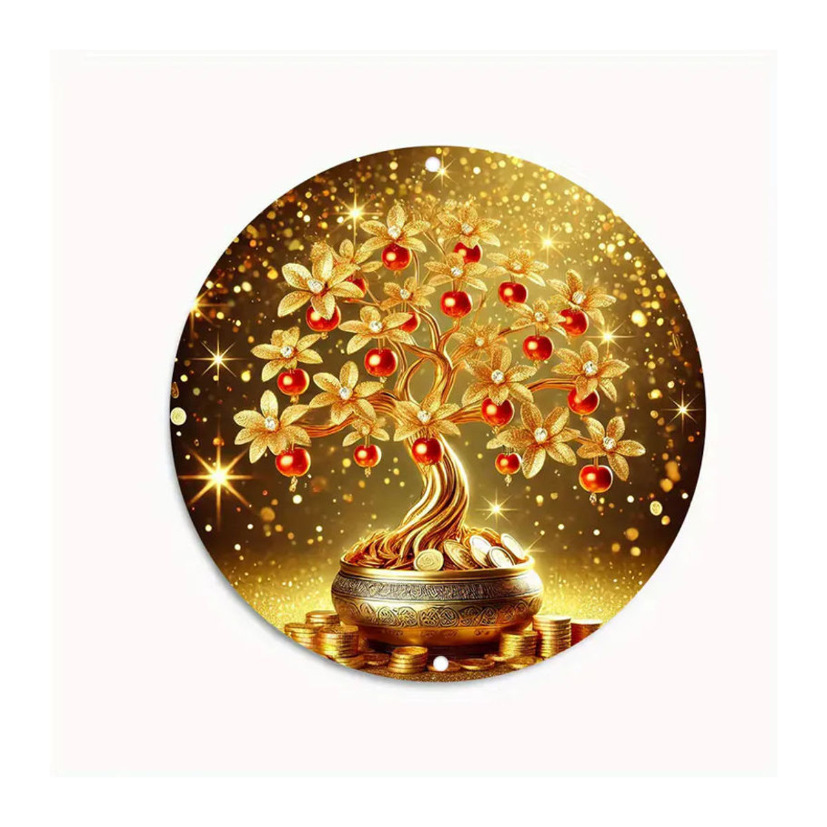 CIFBUY Vintage Goldener Glücksbaum Wandkunst aus Metall mit Blättern und Blumen in Gold - Bild 4