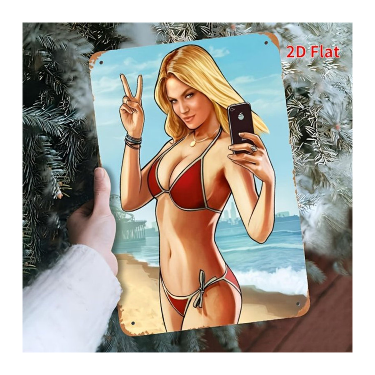 CIFBUY Vintage GTA Beach Game Art Metallposter, mehrfarbig, Hochformat, Breite: 20,32 cm, Höhe: 30,48 cm - Bild 1