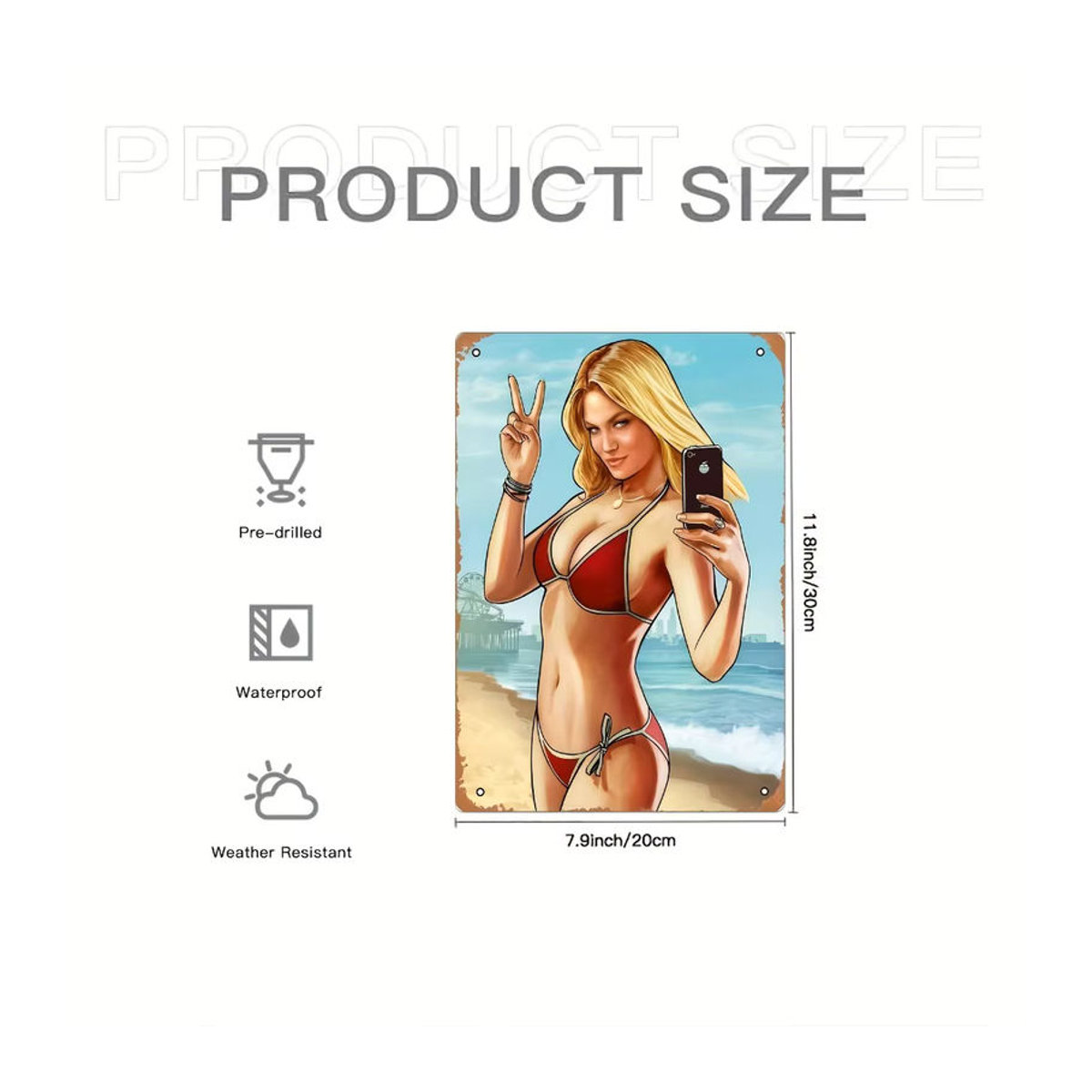 CIFBUY Vintage GTA Beach Game Art Metallposter, mehrfarbig, Hochformat, Breite: 20,32 cm, Höhe: 30,48 cm - Bild 2