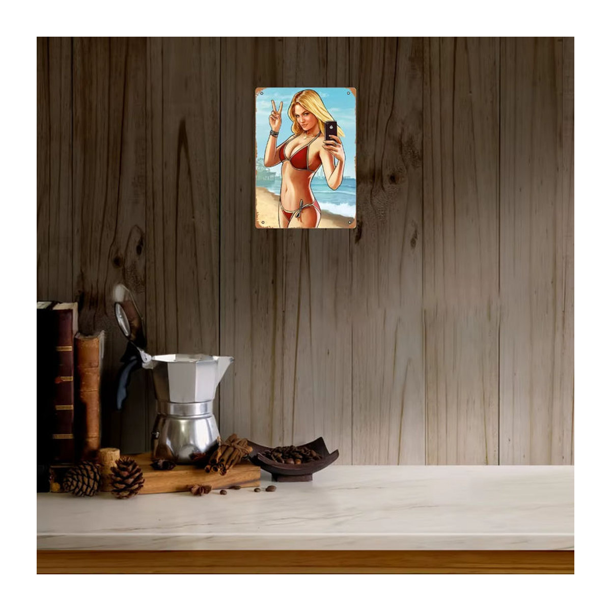 CIFBUY Vintage GTA Beach Game Art Metallposter, mehrfarbig, Hochformat, Breite: 20,32 cm, Höhe: 30,48 cm - Bild 5