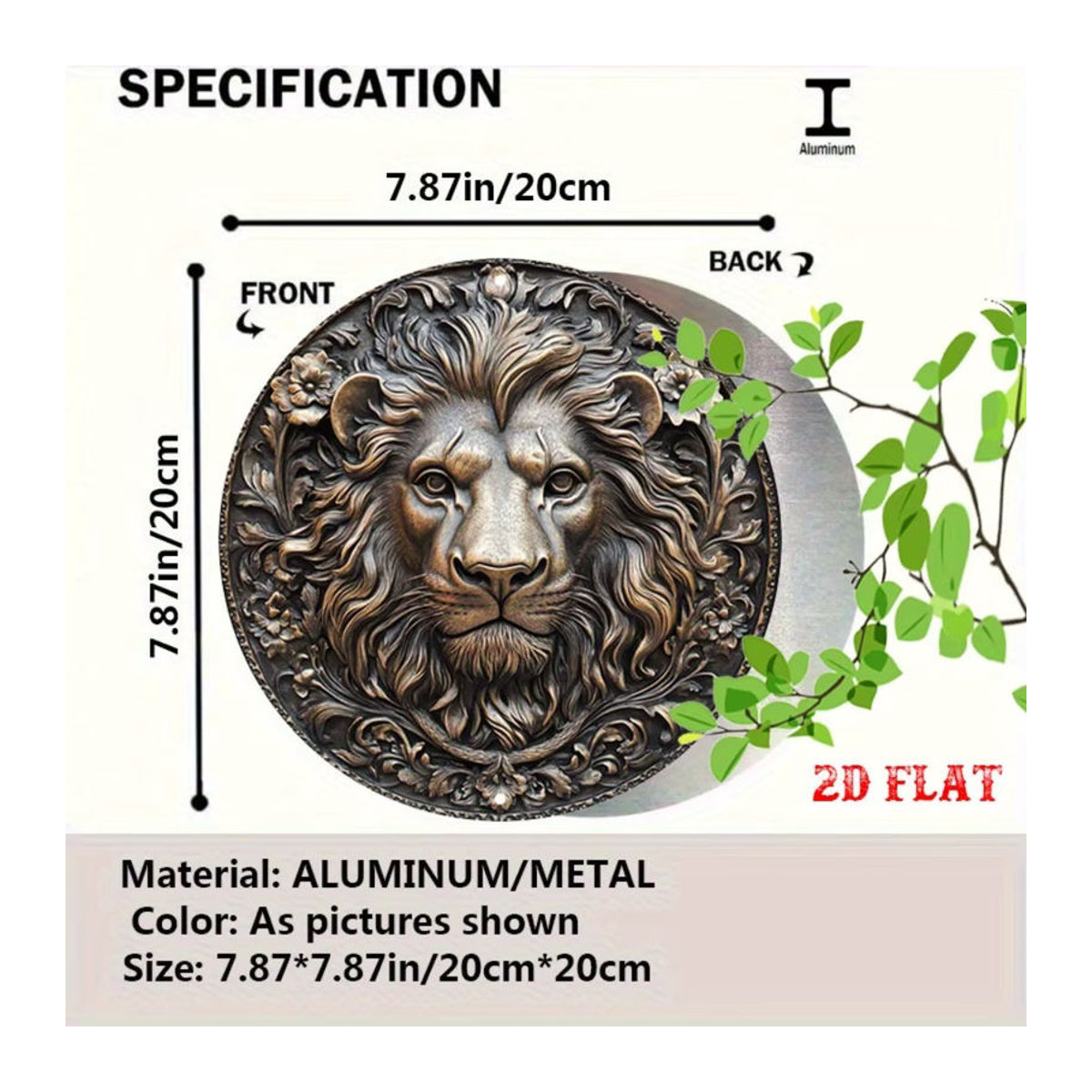 CIFBUY Vintage Löwen Metallwandkunst Gold Abstrakt Rund Wandmontiert - Bild 2