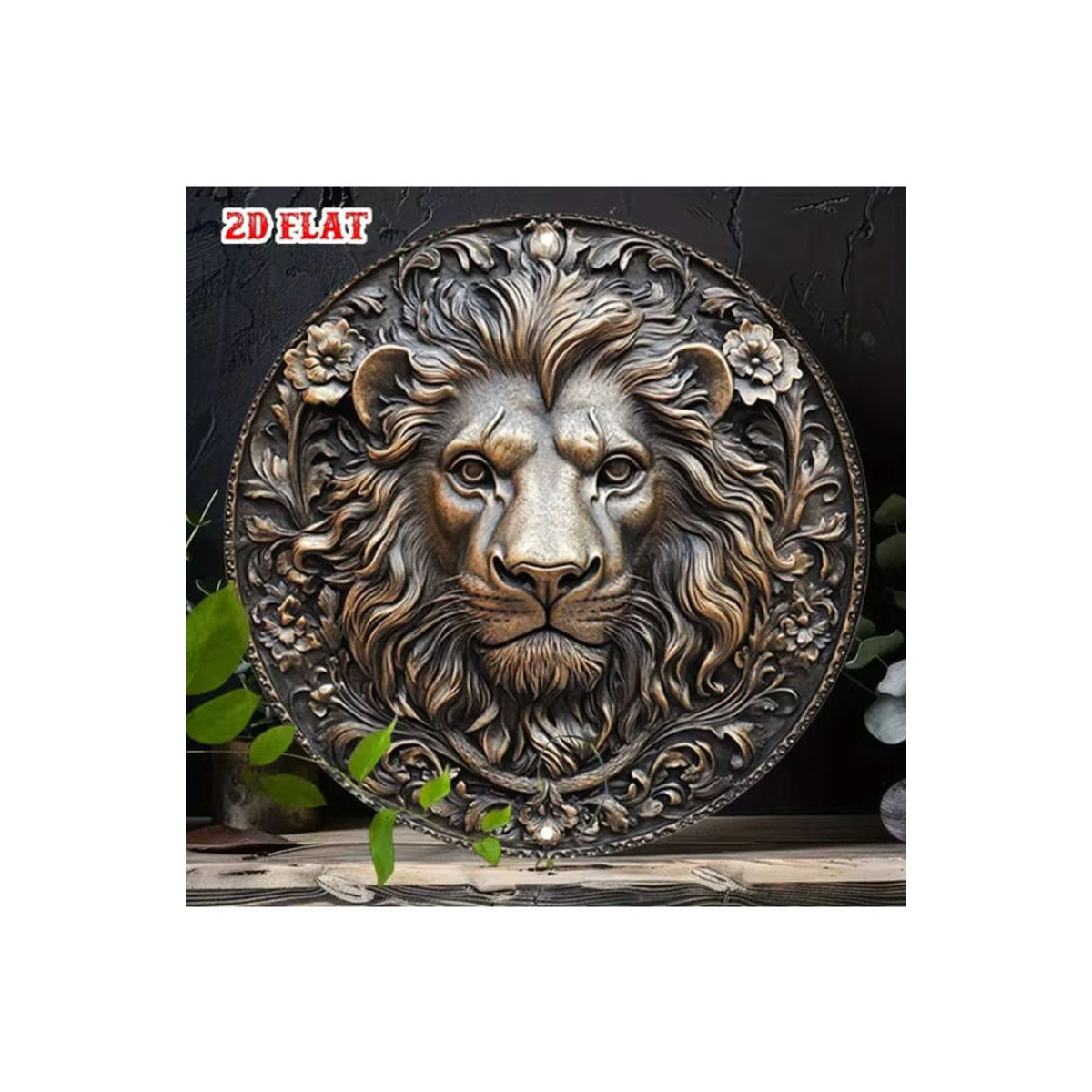 CIFBUY Vintage Löwen Metallwandkunst Gold Abstrakt Rund Wandmontiert - Bild 5
