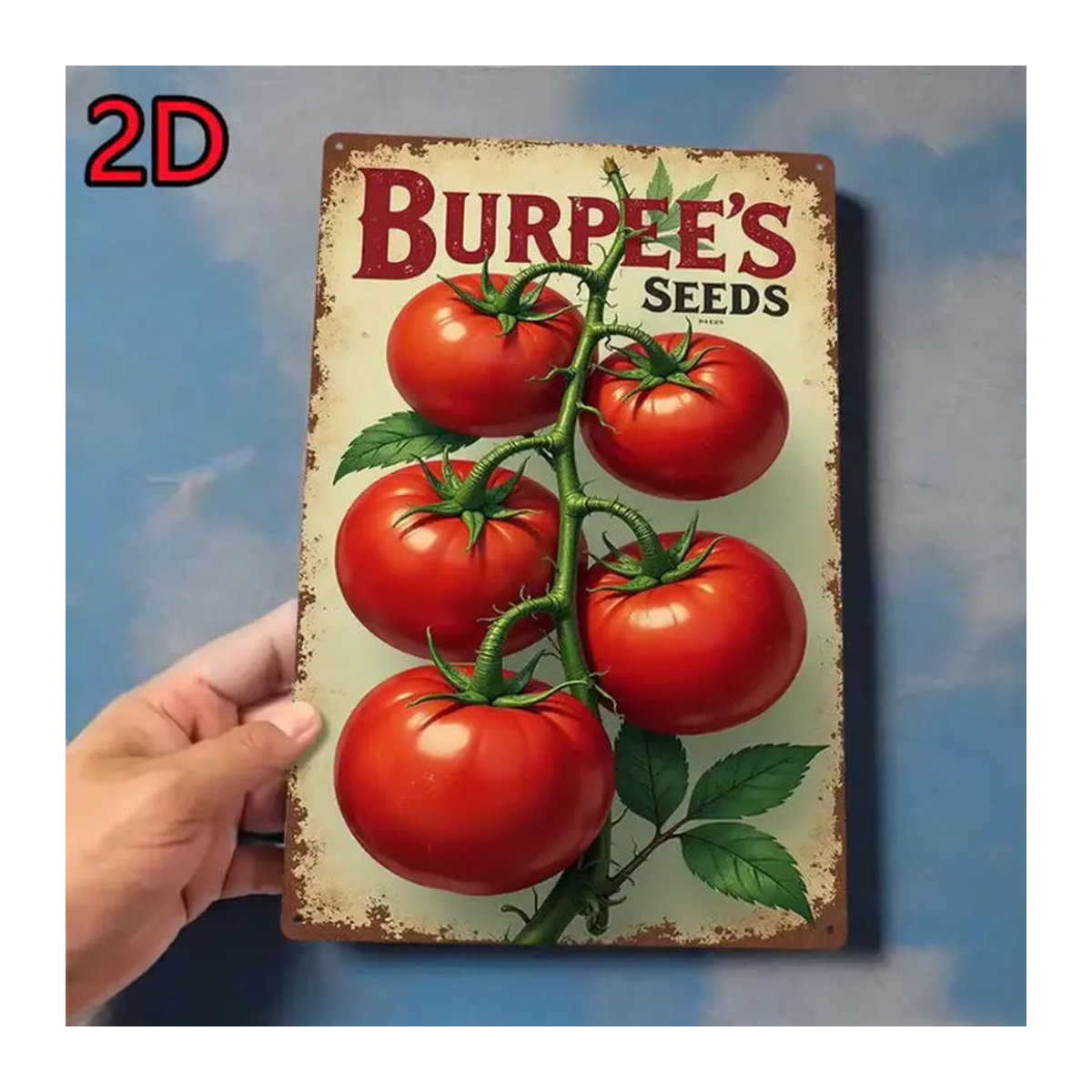 CIFBUY Vintage Metall-Blechschild Fordhook Tomato Seeds, mehrfarbige Wanddekoration für Küche und Garten, B: 19,8 cm x H: 29,9 cm - Bild 3