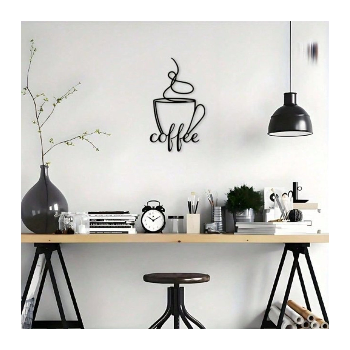 CIFBUY Vintage Metall Kaffeeschild in Schwarz als Wandkunst mit Typografie für die Wandmontage - Bild 1