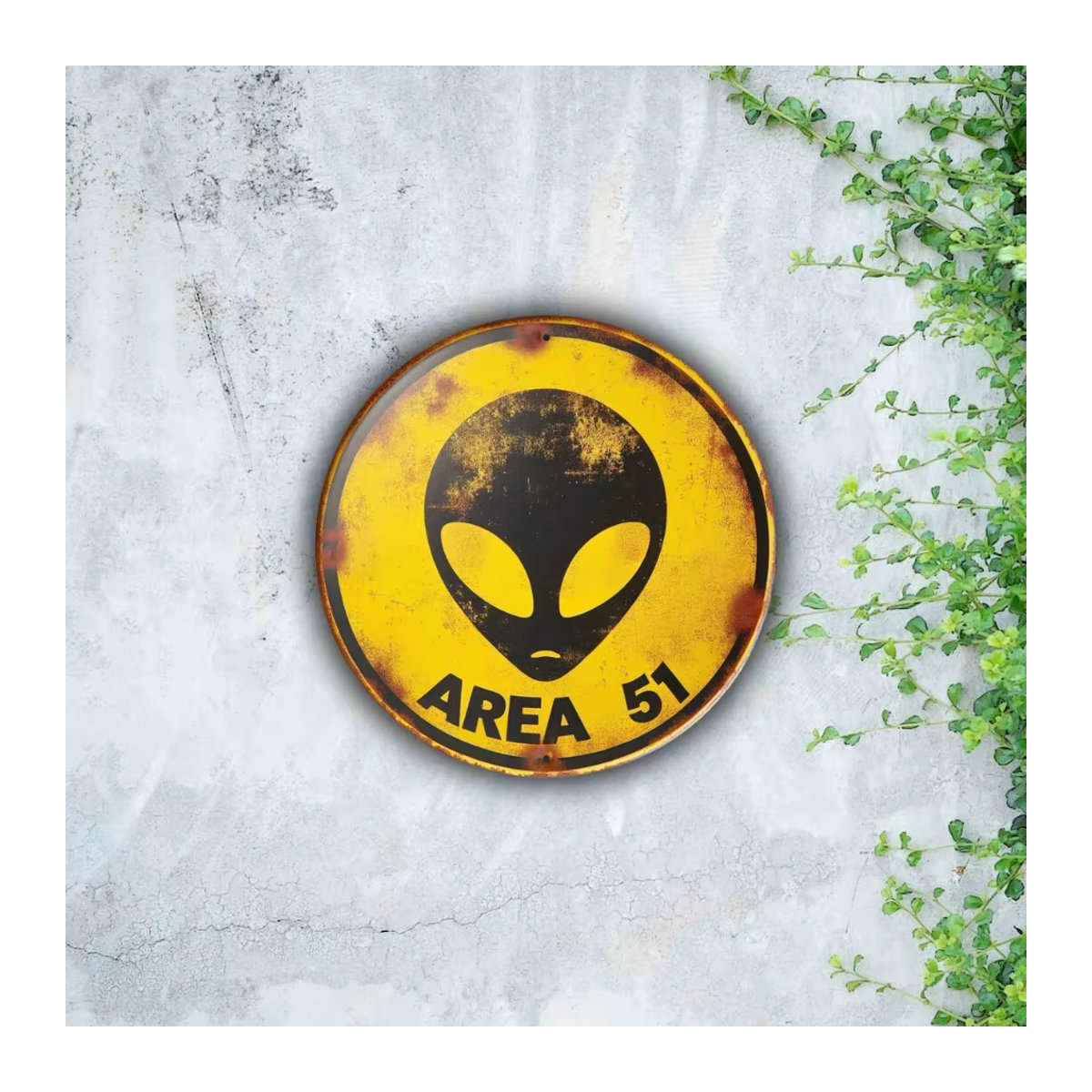 CIFBUY Vintage Metall Schild UFO Alien Retro Wanddekoration Gelb Durchmesser: 198,12 cm - Bild 2