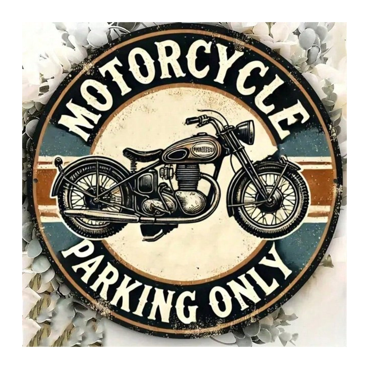 CIFBUY Vintage Metall-Wanddekoration Rund mit Motorrad-Motiv, Durchmesser: 20,32 cm, Mehrfarbig - Bild 1