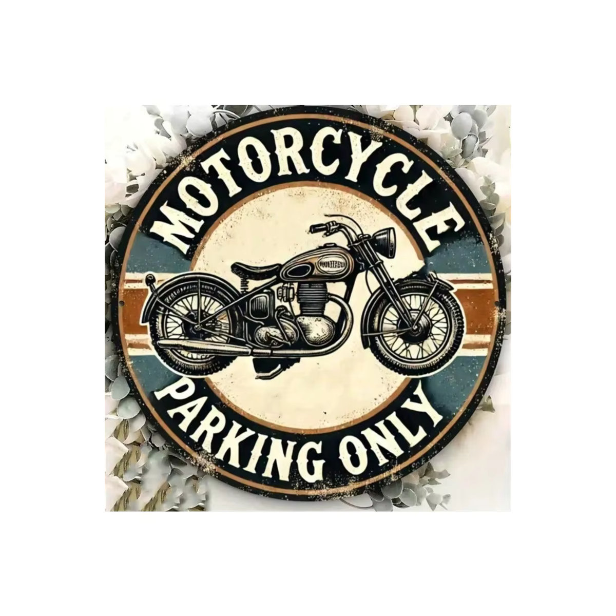 CIFBUY Vintage Metall-Wanddekoration Rund mit Motorrad-Motiv, Durchmesser: 20,32 cm, Mehrfarbig - Bild 3