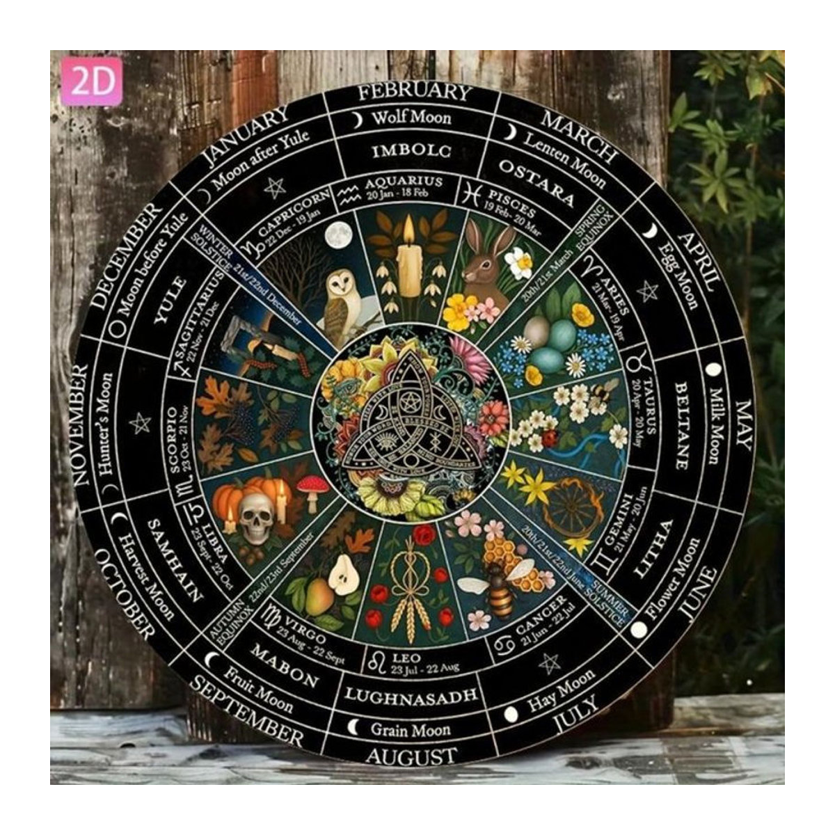 CIFBUY Vintage Metall-Wanddekoration Samhain-Wicca-Kalender rund, mehrfarbig, Durchmesser: 20 cm - Bild 1