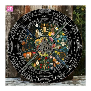 CIFBUY Vintage Metall-Wanddekoration Samhain-Wicca-Kalender rund, mehrfarbig, Durchmesser: 20 cm