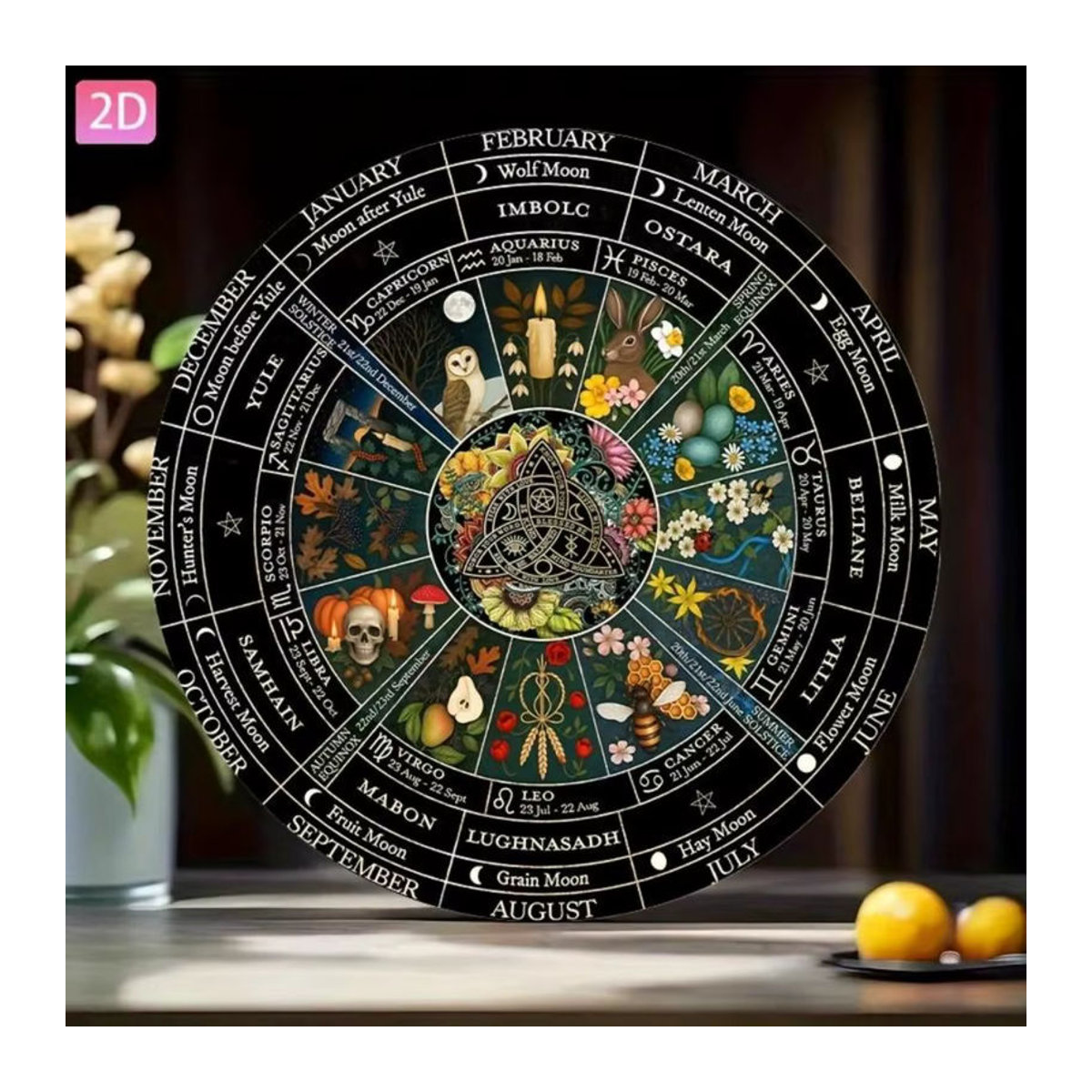 CIFBUY Vintage Metall-Wanddekoration Samhain-Wicca-Kalender rund, mehrfarbig, Durchmesser: 20 cm - Bild 3