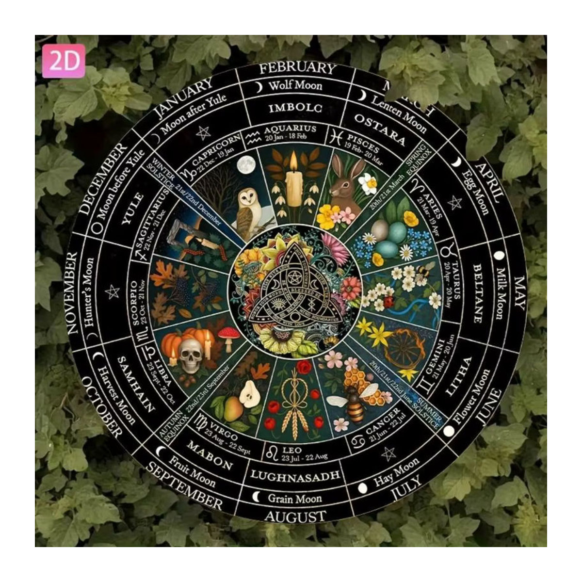 CIFBUY Vintage Metall-Wanddekoration Samhain-Wicca-Kalender rund, mehrfarbig, Durchmesser: 20 cm - Bild 4