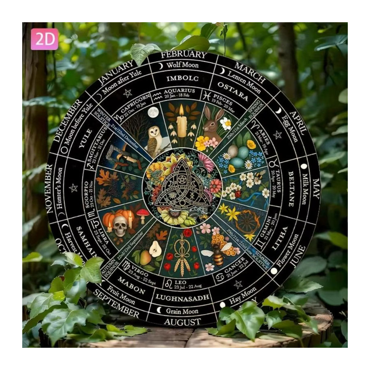 CIFBUY Vintage Metall-Wanddekoration Samhain-Wicca-Kalender rund, mehrfarbig, Durchmesser: 20 cm - Bild 5