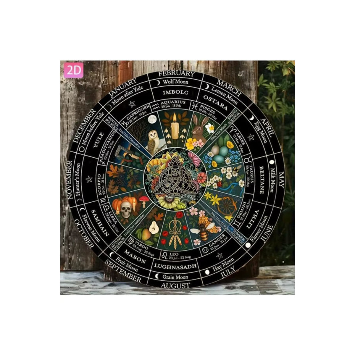CIFBUY Vintage Metall-Wanddekoration Samhain-Wicca-Kalender rund, mehrfarbig, Durchmesser: 20 cm - Bild 6
