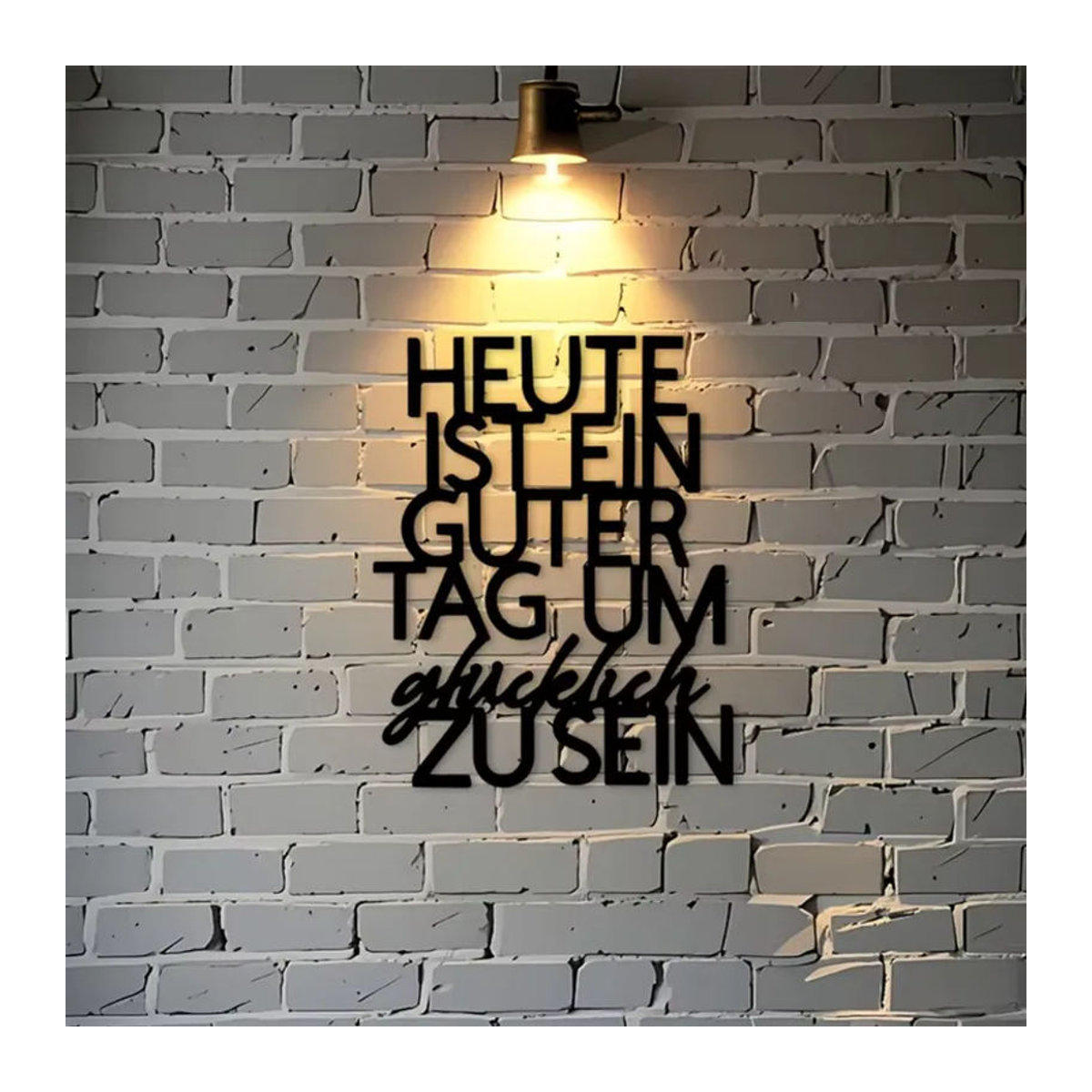CIFBUY Vintage Metall-Wandkunst Heute ist ein glücklicher Tag in Schwarz, Wanddekoration mit Zitat für Innen- und Außenbereich, Breite: 20,32 cm, Höhe: 20,32 cm, Tiefe: 20,32 cm - Bild 3