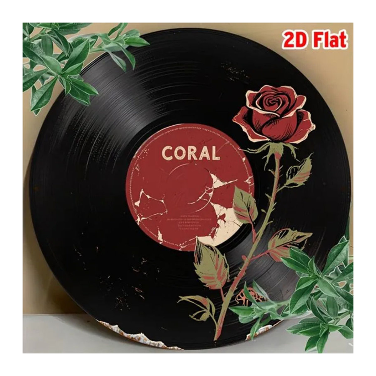 CIFBUY Vintage Metallschild aus Aluminium mit Blumenmuster und roten Rosen in Schwarz, Rot und Grün - Bild 1