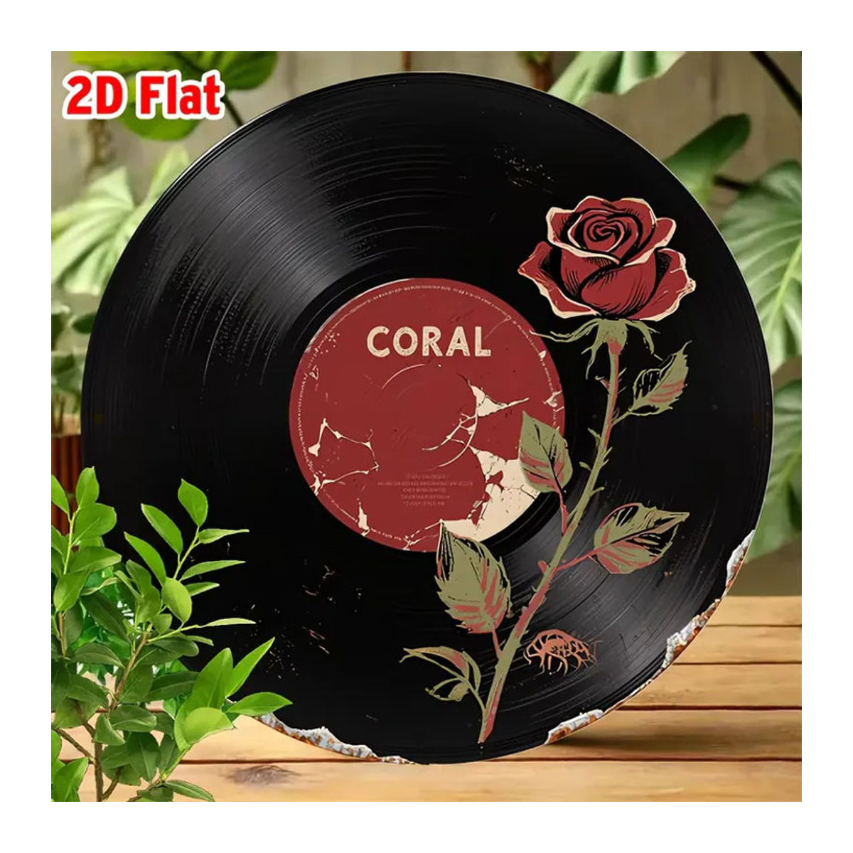 CIFBUY Vintage Metallschild aus Aluminium mit Blumenmuster und roten Rosen in Schwarz, Rot und Grün - Bild 3