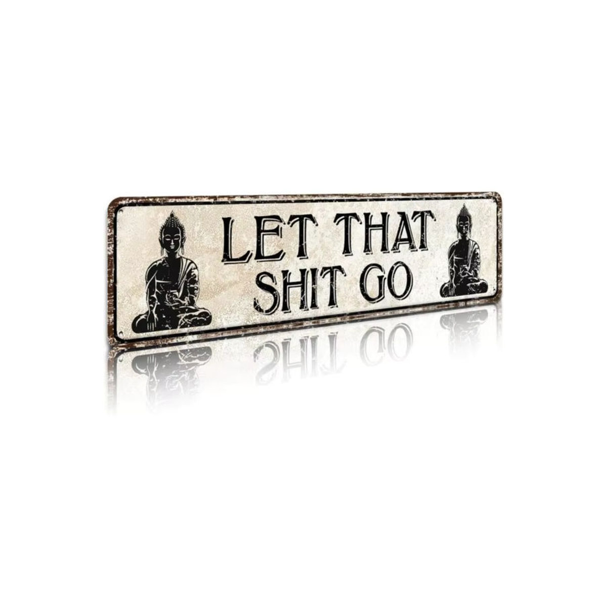 CIFBUY Vintage Metallschild Let That Shit Go in Beige, humorvolle Wanddekoration für Badezimmer und Zuhause, B/H: 40,6 x 10,2 cm - Bild 6