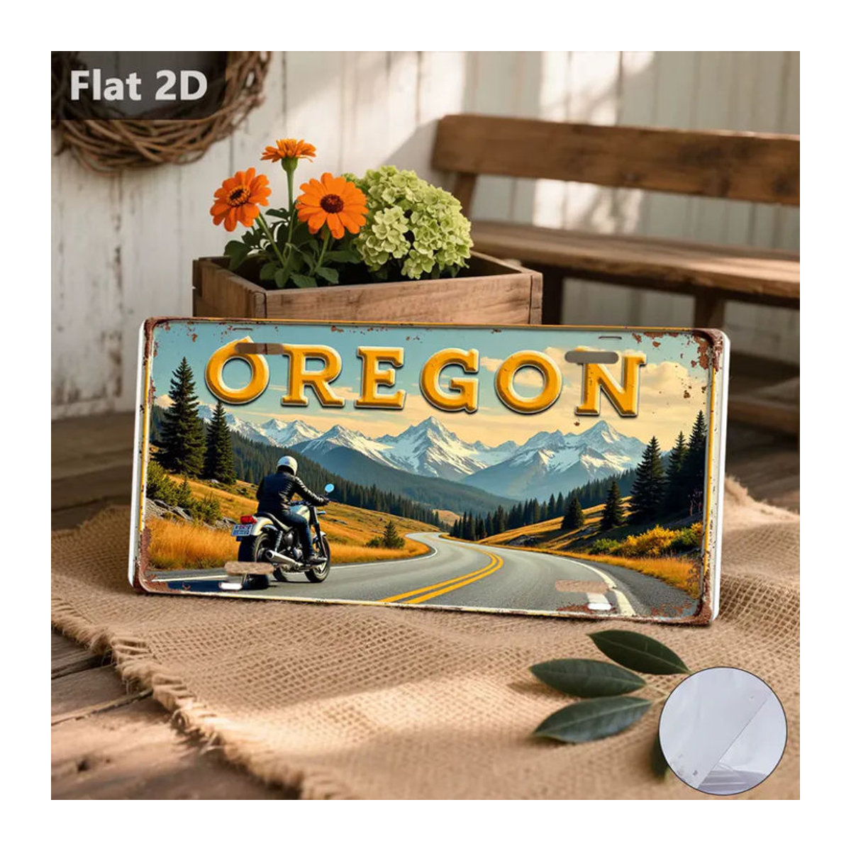 CIFBUY Vintage Metallschild Oregon Motorradroute Wanddekoration mehrfarbig B: 30,48 cm, H: 15 cm - Bild 5