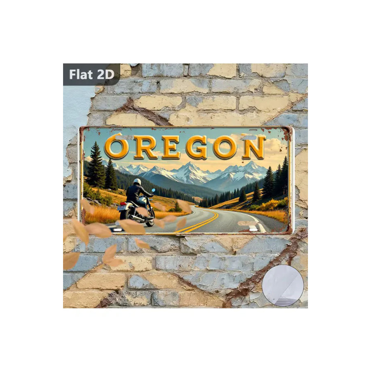CIFBUY Vintage Metallschild Oregon Motorradroute Wanddekoration mehrfarbig B: 30,48 cm, H: 15 cm - Bild 6