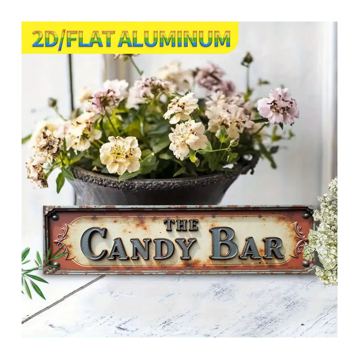 CIFBUY Vintage Metallschild Retro Candy Bar Wandkunst aus Aluminium in Mehrfarbig - Bild 5