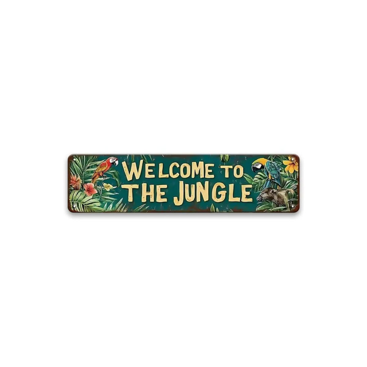 CIFBUY Vintage Metallschild Welcome to the Jungle grüne Wanddekoration mit floralem Motiv, B: 40,6 cm - Bild 4