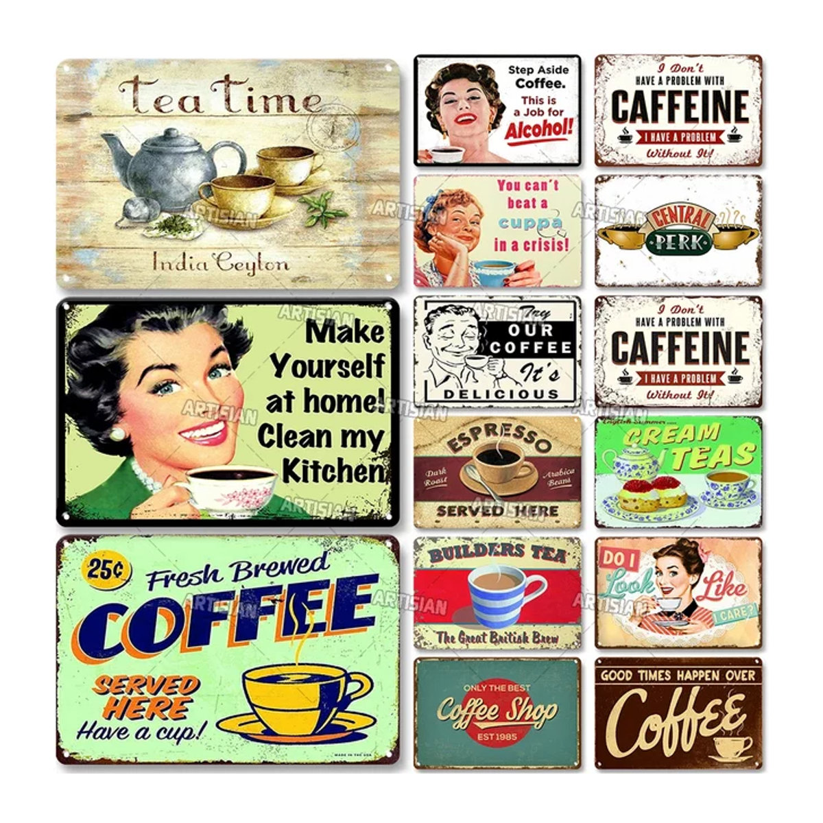 CIFBUY Vintage Retro Metall Blechschild für Coffee Bar und Cafe als Wanddekoration, mehrfarbig, B/H: 20 x 30 cm - Bild 1