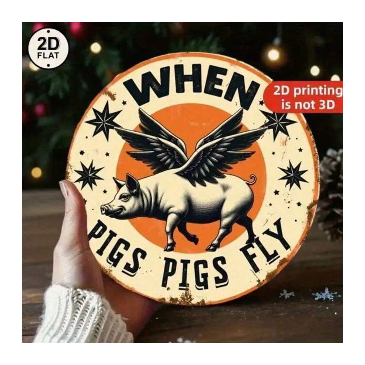 CIFBUY Vintage Retro Metall Fliegendes Schwein Wandkunst Deko, Rustikale Gusseisen-Skulptur, mehrfarbig, Höhe: 20,32 cm - Bild 1