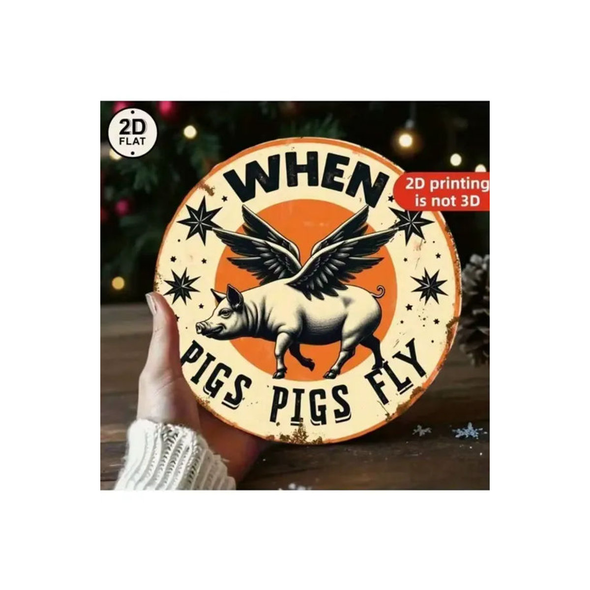 CIFBUY Vintage Retro Metall Fliegendes Schwein Wandkunst Deko, Rustikale Gusseisen-Skulptur, mehrfarbig, Höhe: 20,32 cm - Bild 3