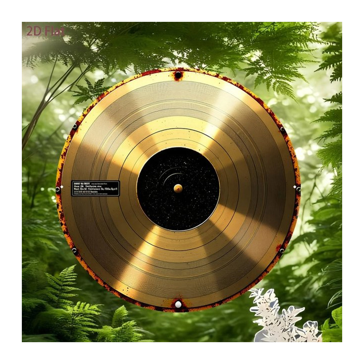 CIFBUY Vintage Schallplatten-Wandschild aus Metall in Gold, runde Wanddekoration im abstrakten Design, Durchmesser: 20,32 cm - Bild 1