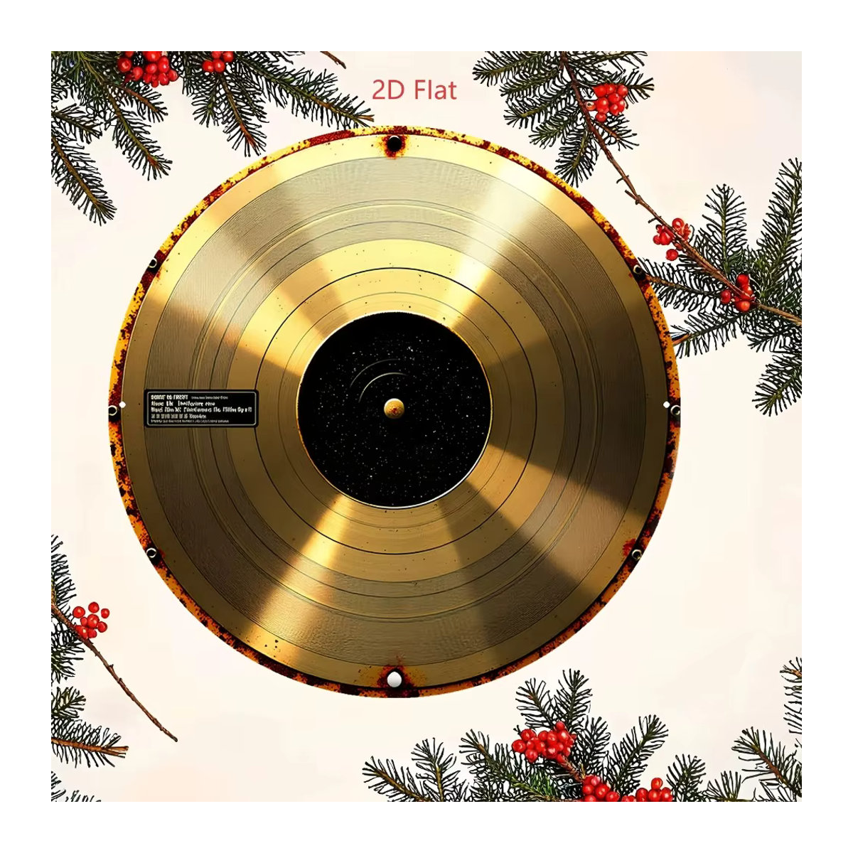 CIFBUY Vintage Schallplatten-Wandschild aus Metall in Gold, runde Wanddekoration im abstrakten Design, Durchmesser: 20,32 cm - Bild 4