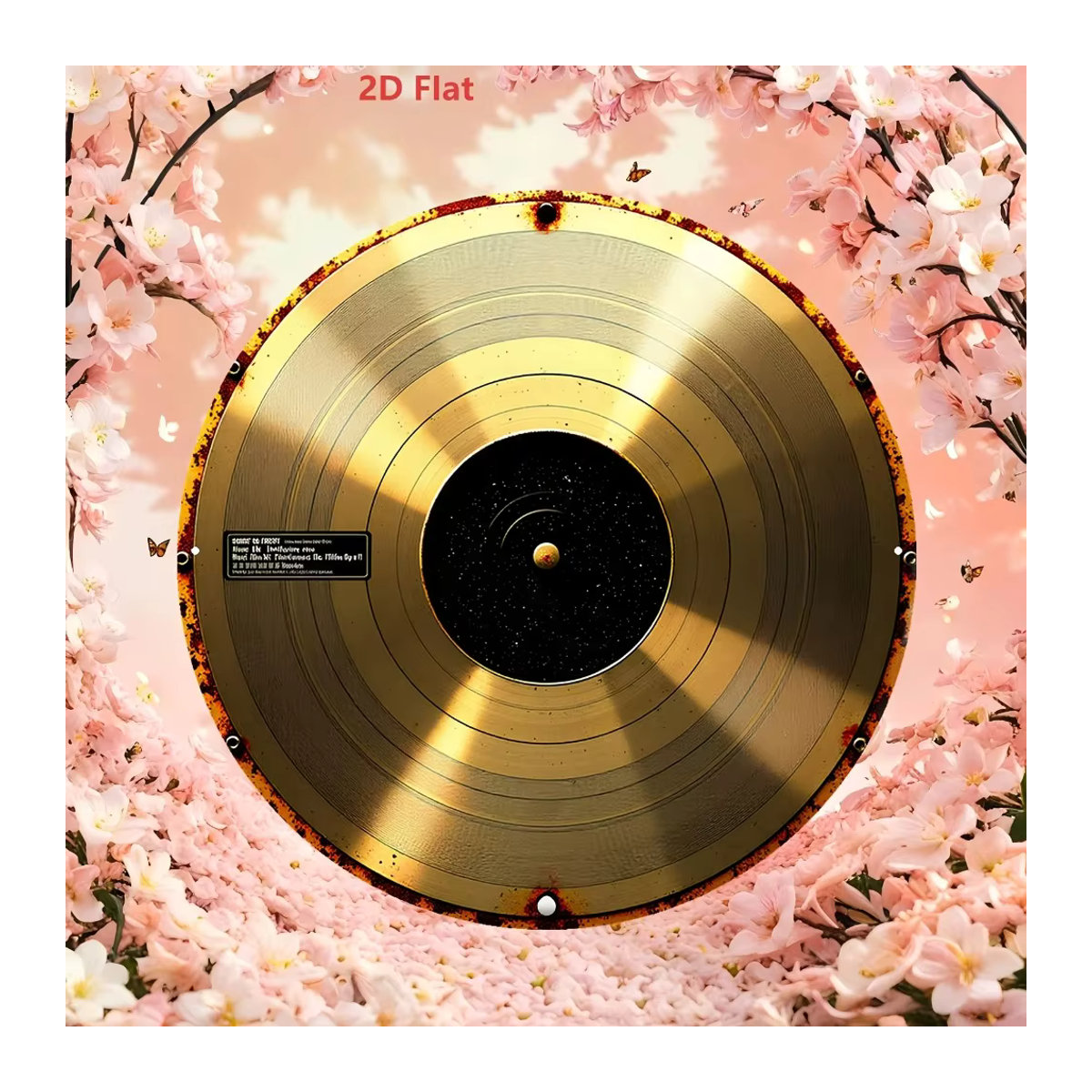 CIFBUY Vintage Schallplatten-Wandschild aus Metall in Gold, runde Wanddekoration im abstrakten Design, Durchmesser: 20,32 cm - Bild 5