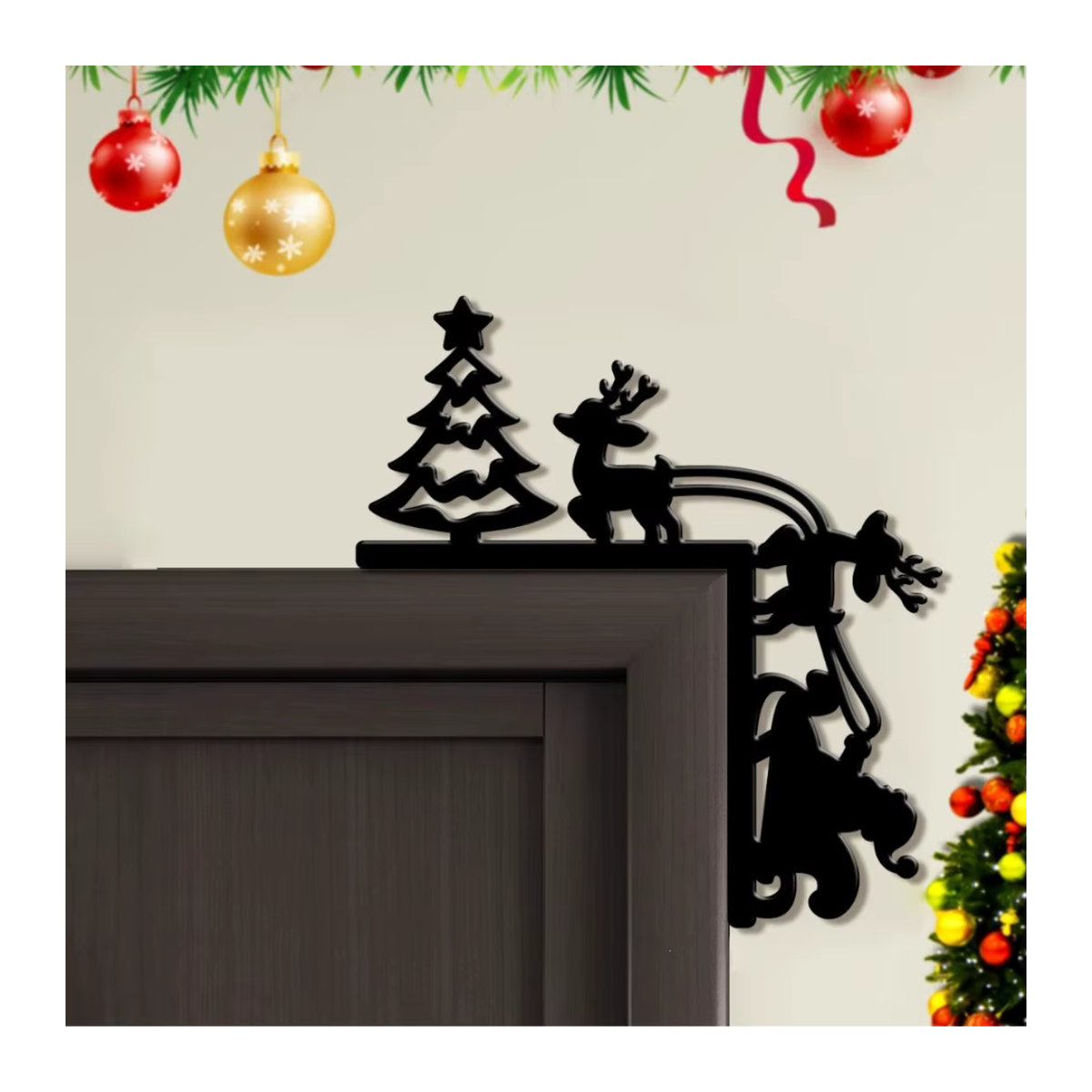 CIFBUY Vintage Wandkunst aus Metall für Weihnachten und Halloween, Schwarze Dekoration als Rentier oder Schneemann zur Wandmontage - Bild 2