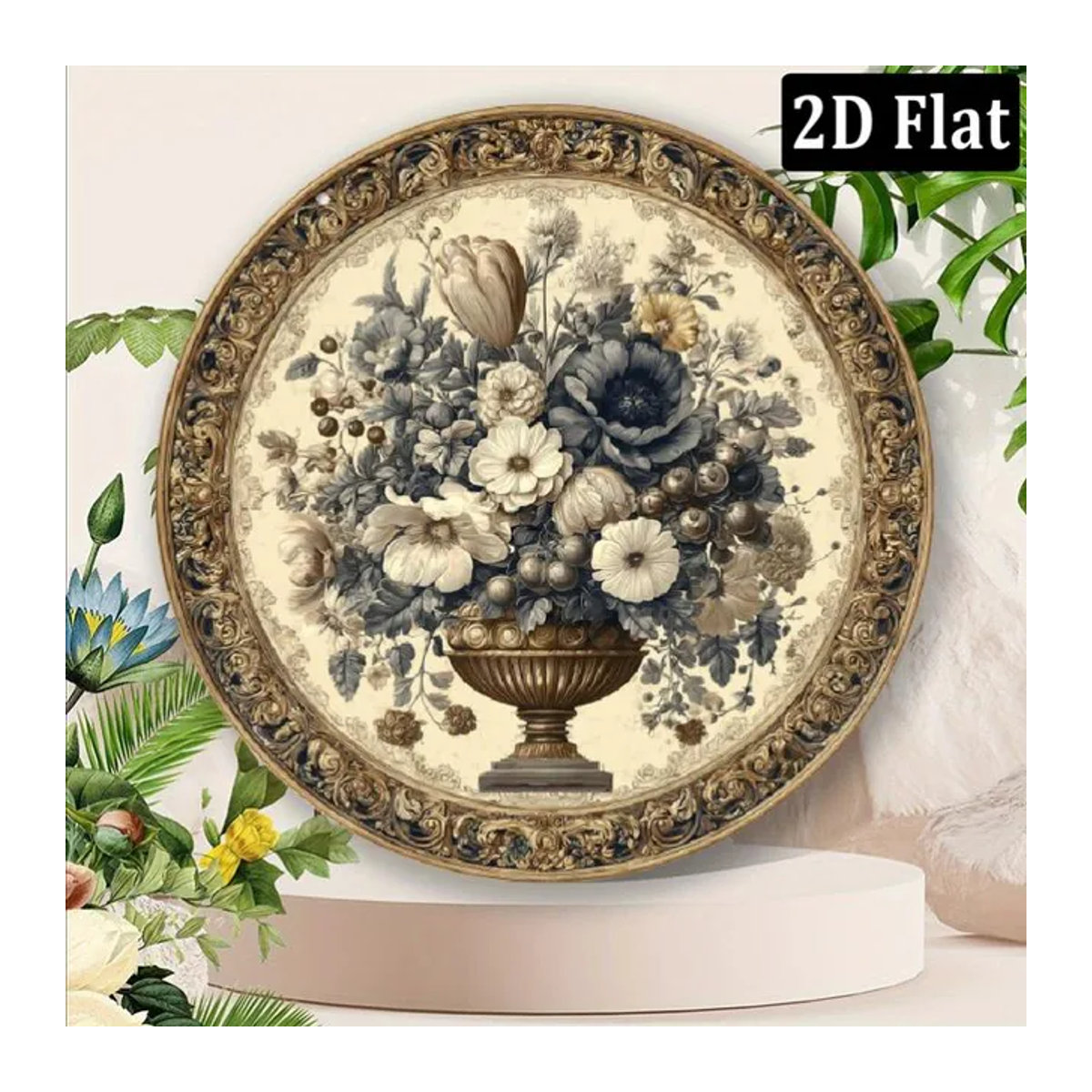 CIFBUY Vintage Wandkunst aus Metall mit floralem Blumenmuster, quadratisch, mehrfarbig, B/B/H: 20,32 x 20,32 x 20,32 cm - Bild 1