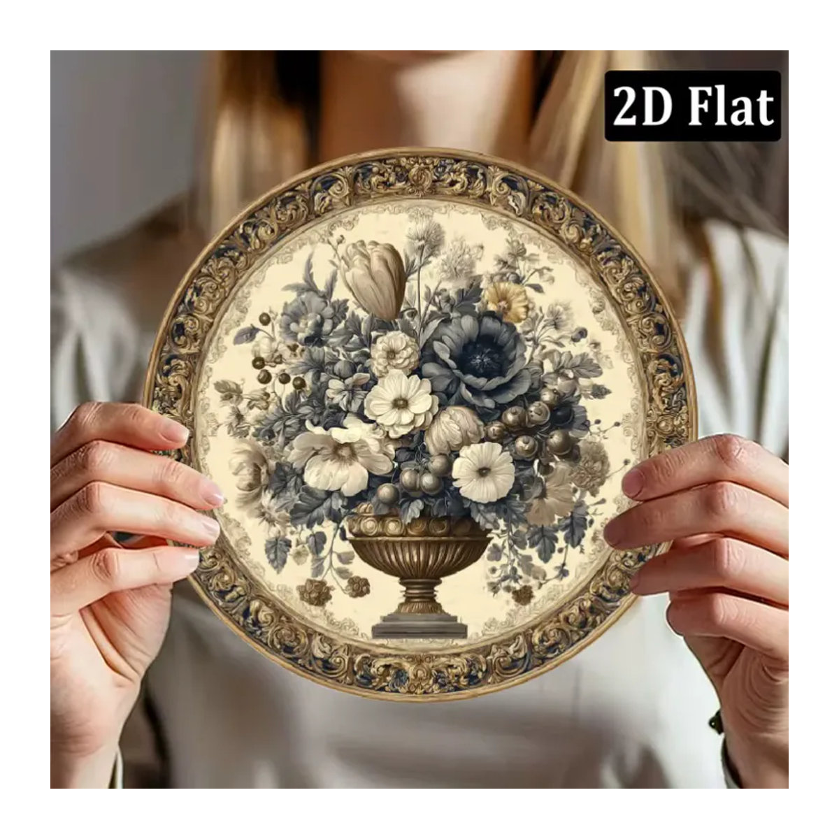 CIFBUY Vintage Wandkunst aus Metall mit floralem Blumenmuster, quadratisch, mehrfarbig, B/B/H: 20,32 x 20,32 x 20,32 cm - Bild 4