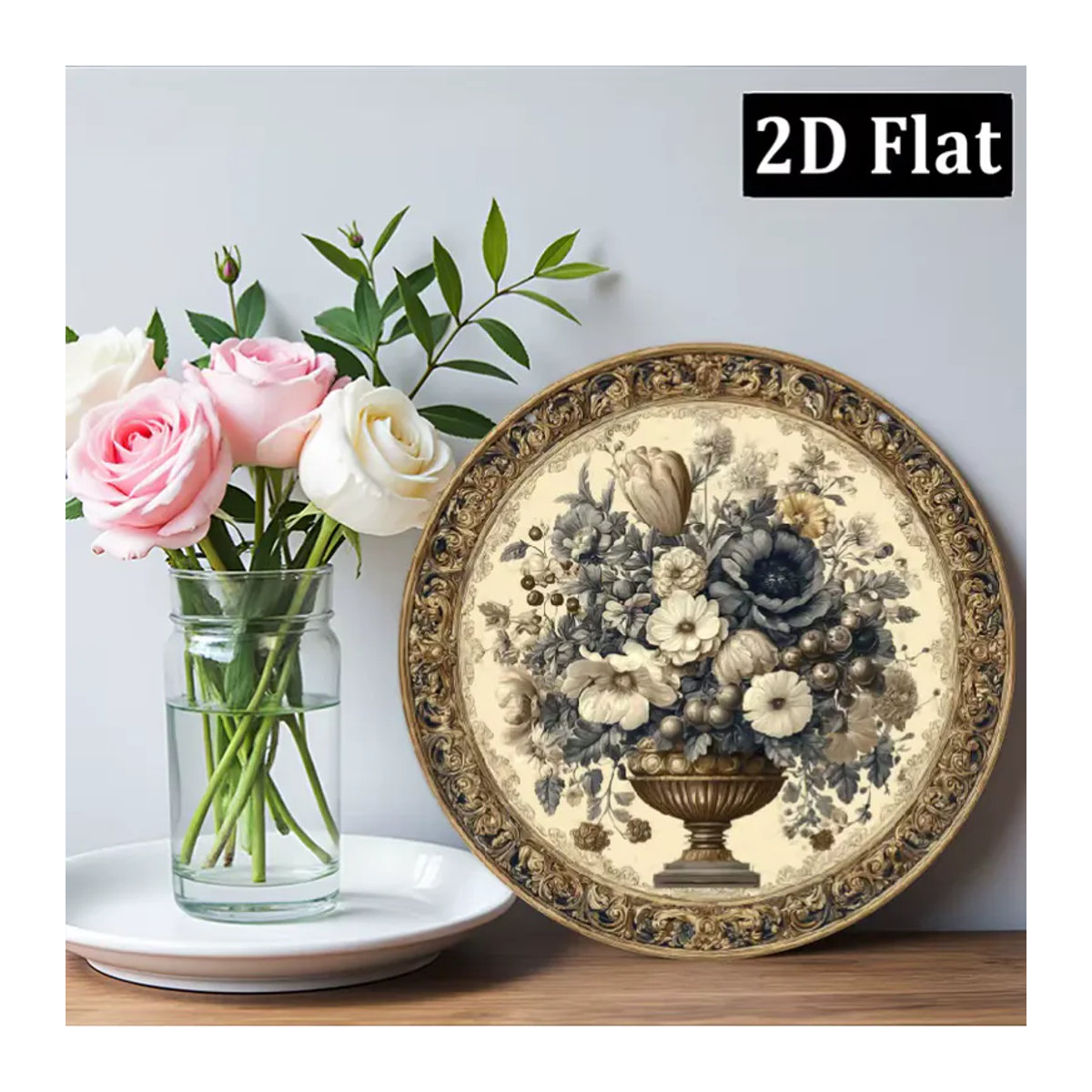 CIFBUY Vintage Wandkunst aus Metall mit floralem Blumenmuster, quadratisch, mehrfarbig, B/B/H: 20,32 x 20,32 x 20,32 cm - Bild 5