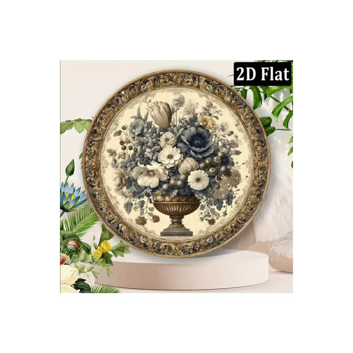 CIFBUY Vintage Wandkunst aus Metall mit floralem Blumenmuster, quadratisch, mehrfarbig, B/B/H: 20,32 x 20,32 x 20,32 cm - Bild 6