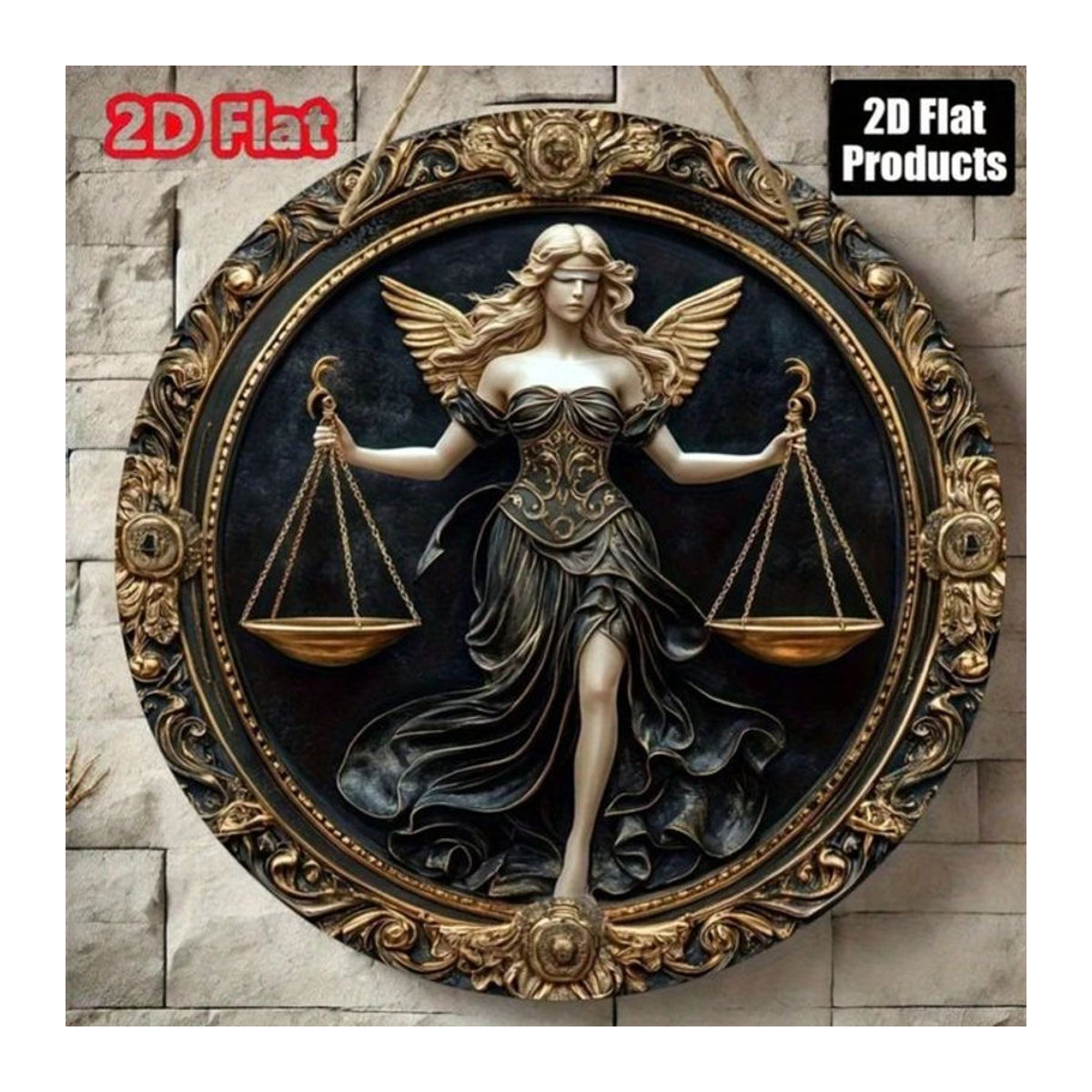 CIFBUY Vintage Wandkunst Lady Justice Waage Sternzeichen Porträt in Schwarz - Bild 1