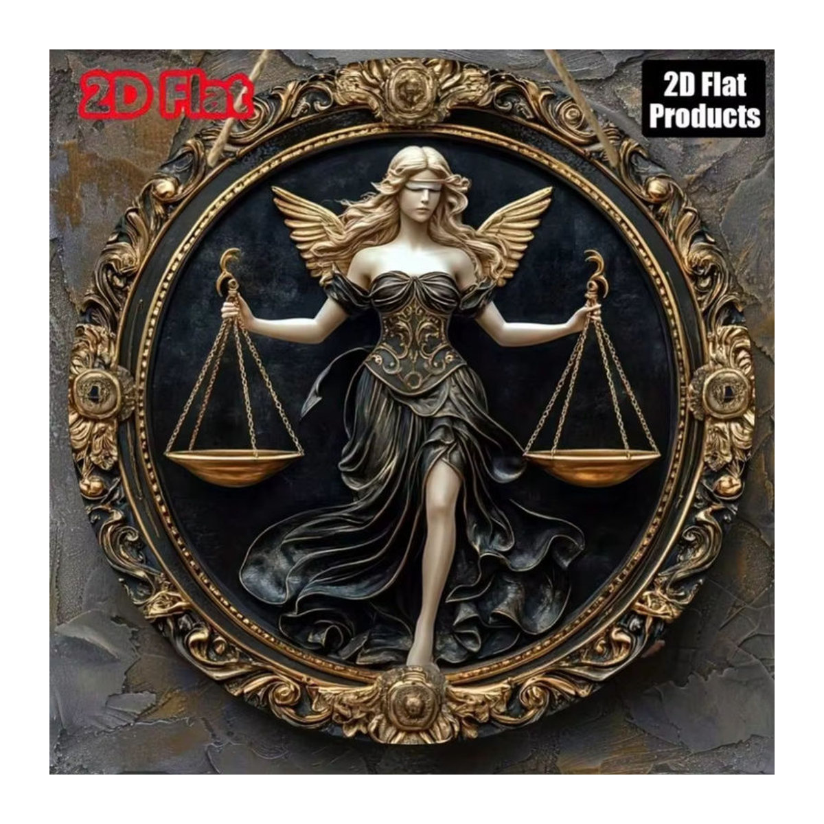 CIFBUY Vintage Wandkunst Lady Justice Waage Sternzeichen Porträt in Schwarz - Bild 2