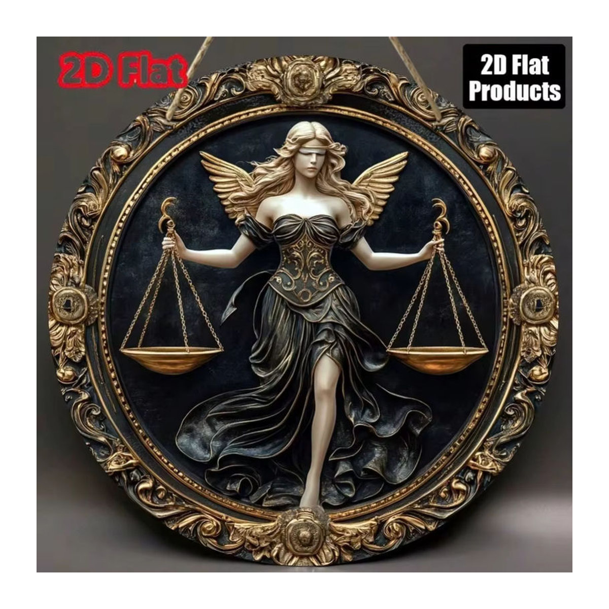 CIFBUY Vintage Wandkunst Lady Justice Waage Sternzeichen Porträt in Schwarz - Bild 3