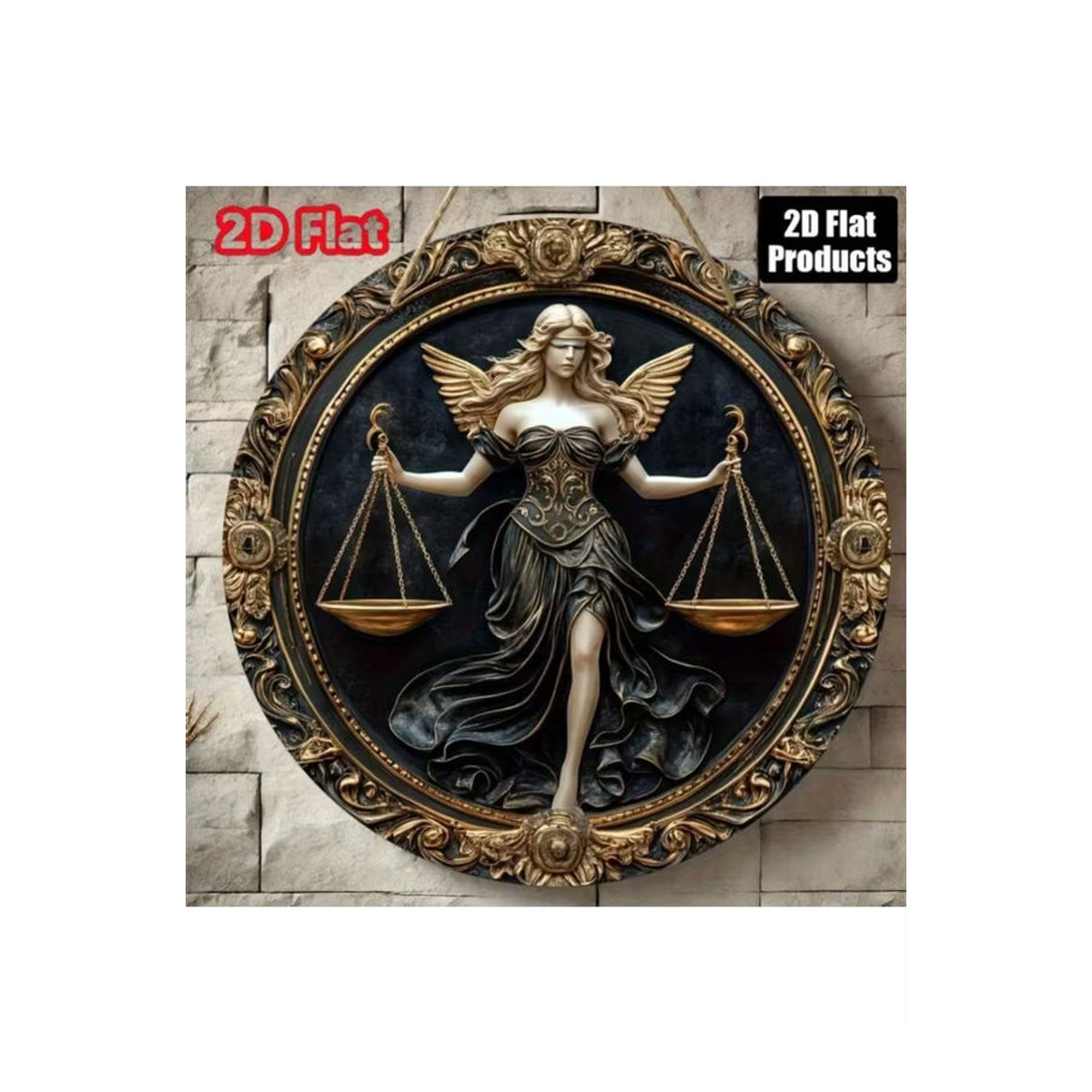 CIFBUY Vintage Wandkunst Lady Justice Waage Sternzeichen Porträt in Schwarz - Bild 5